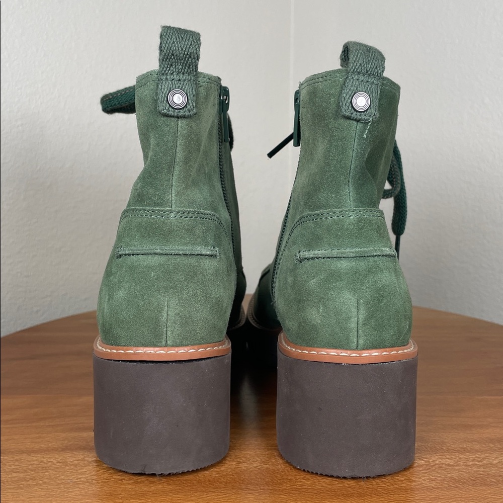 Women’s Naturalizer Dara Lug Sole Booties Green Suede Lace Up Size 7 - Picture 6 of 15